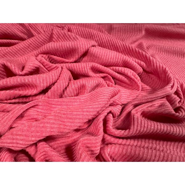 Soft handle 2x1 ribbed jersey fabric, per metre - plain - strawberry