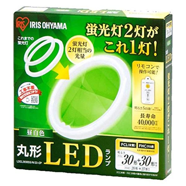 Iris Ohyama LDCL3030SS/N/23-CP Round LED Lamp, Daylight White