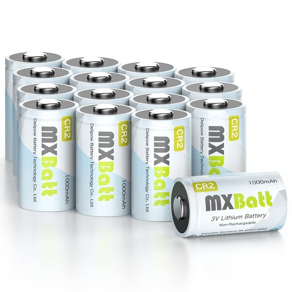 MXBatt CR2 3V Lithium Battery 16 Pack 1000mAh High Capacity for Cameras,Flashlights,Toys,Golf Rangefinders and More 10 Years Shelf Life