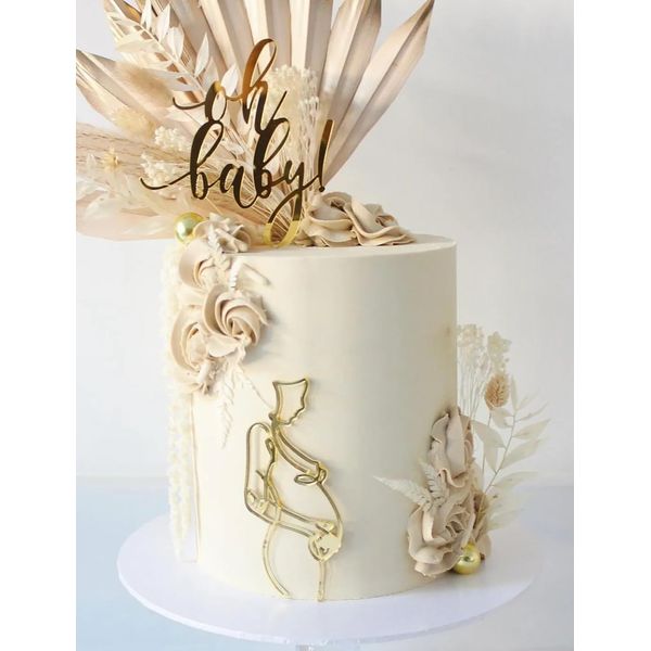Pregnant Lady Cake Topper (Gold Mirror)