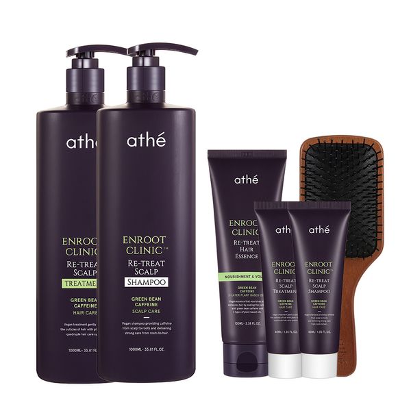 [No. 1 vegan hair loss relief shampoo in our mall] Ate &amp; Root Clinic Shampoo &amp; Treatment 1L large capacity set (2 types of hair + main hair essence + hairbrush provided)