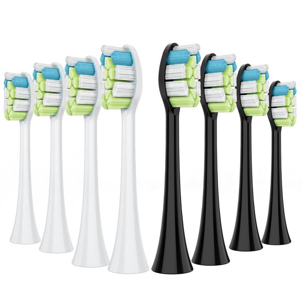 FIRIK Phillips Sonicare Electric Toothbrush, Replacement Brush, Replacement Brush, Diamond Clean, Maple Brush, Premium Brush Head, White, Black, Regular Size, Pack of 8