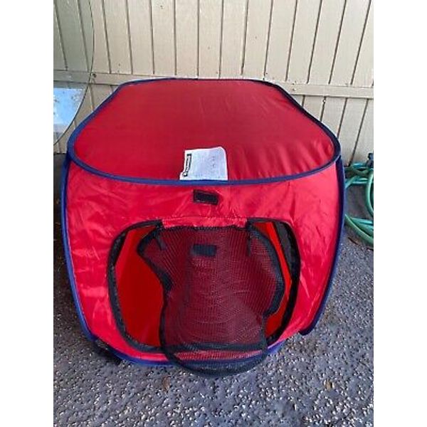 SportPet Solid Red Collapsible Pop Up Portable Travel Dog Kennel Crate