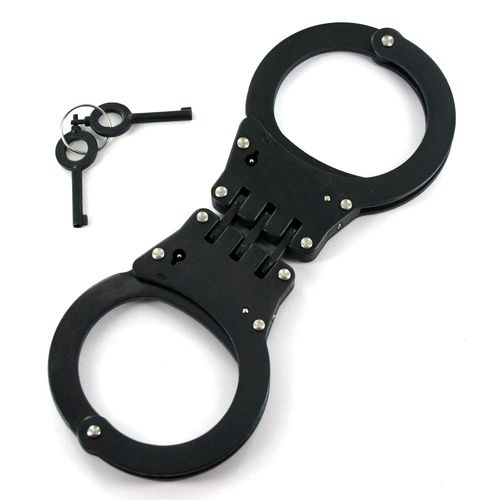 Ace Martial Arts Supply Hinged Heavy Duty Handcuffs and Keys, Black