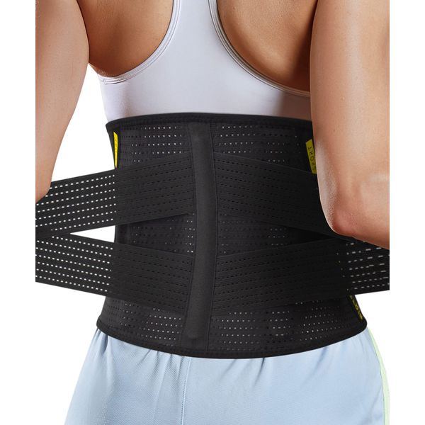 BERTER Lower Back Brace for Lower Back Pain Relief Sciatica for Men & Women, Adjustable Breathable Lumbar Back Support Belt for Herniated Disc, Scoliosis (XXL, Black)