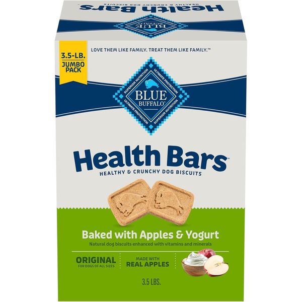 Blue Buffalo Health Bars Natural Crunchy Dog Treat Biscuits, Apple &Yogurt 56 OZ