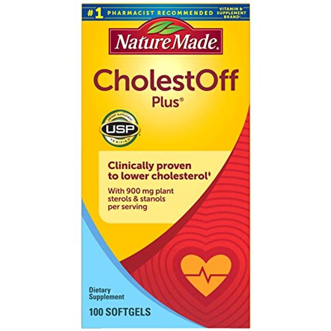 Nature Made CholestOff Plus, Dietary Supplement for Heart Health Support, 100 Softgels, 25 Day Supply
