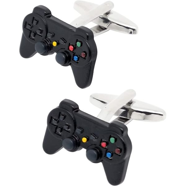 Black Gaming Controller Brass Polished Cufflinks