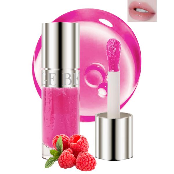 Hydrating Lip Glow Reviver Oil, Shine Comforts Plumping Lip Oil Gloss, Moisturizing Tinted Pink Lip Gloss Non-Sticky Longlasting, Fruit Flavored Jelly Lipgloss Lip Glaze for Women Dry Lips Care(Berry)