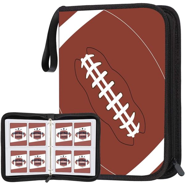 POKONBOY 400 Pockets Football Card Binder, Football Trading Cards, Display Case with Football Card Sleeves Card Holder Protectors Set for Football Cards