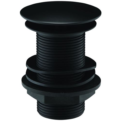 Black Basin Waste |Unslotted | Push Button | Click Clack Pop Up | Bathroom Sink Plug | Standard Size Matt Black