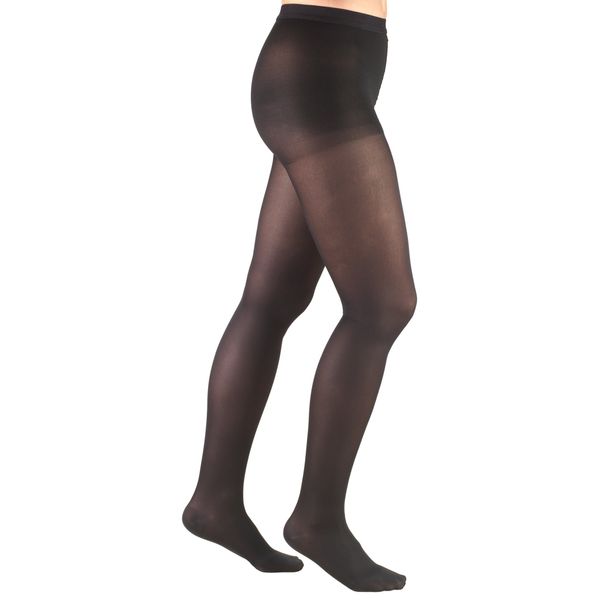 Truform Women's Compression Pantyhose, 15-20 mmHg, Opaque Hosiery Support Shaping Tights, Black, Large