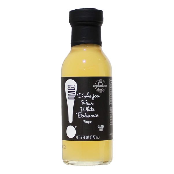 OMG! Oils: Gourmet D'Anjou Pear White Balsamic Vinegar (Perfect for Dipping, Marinades, Glazing and Topping!), 177ml/6oz