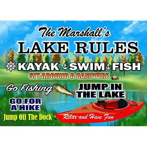 Anchor Graphix Personalized Lake Rules Sign/Kayak