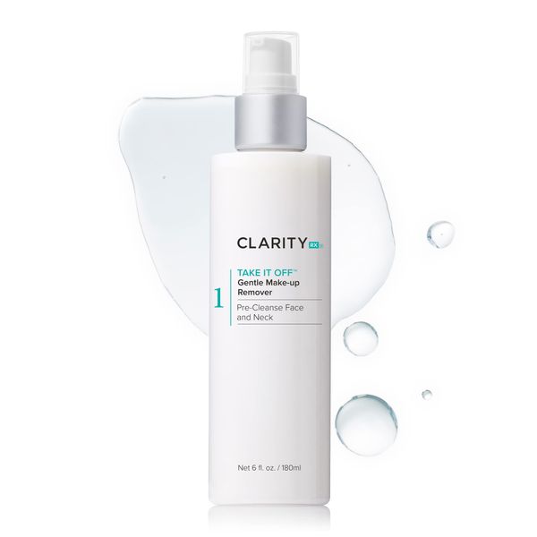 ClarityRx Take It Off Gentle Face & Eye Makeup Remover, Natural Plant-Based Calming Facial Cleanser with Antioxidants for All Skin Types, 6 oz