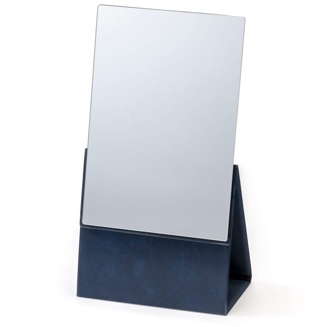 HORIUCHI MIRROR Napure 2-Way Folding Mirror (Navy), Makeup Mirror That Reflects Real Skin Color, Adjustable Height, Made in Japan