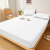 Microfibre Fitted Sheets Luxurious Easy Care Super Soft All Year Round Bed Sheets (White, Single)