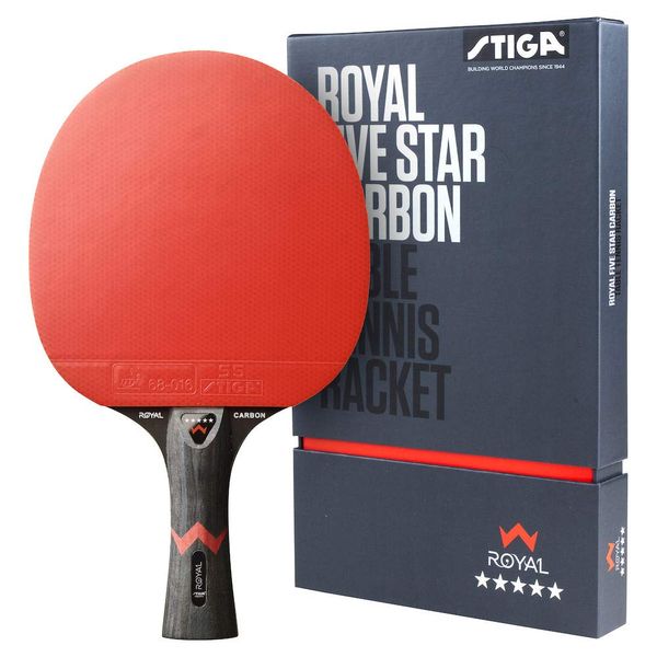 Stiga Royal 5-Star Table Tennis Pro Carbon Ping Pong Bat, Black/Red