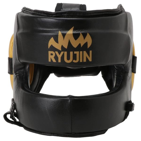 RYUJIN Genuine Leather Full Face Headgear (Velcro Closure) // Boxing Head Guard Sparring Headgear (Large/X-Large)