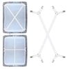 TRIXES White Corner Bed Sheet Clips x2 - Suspender Style Strap Fasteners - Adjustable Elastic Strap & Metal Clip