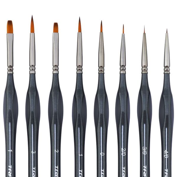 Transon Artist Detail Paint Brush Set 8pcs with Triangular Handle for Miniatures Model Craft Face Painting Suitable for Acrylic Gouache Watercolor Oil