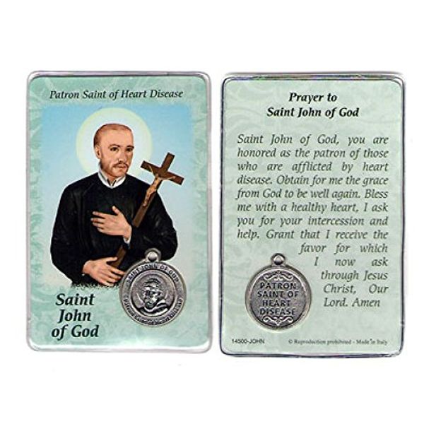 Saint St St. John of God Prayer Card Holy Card Cards Patronage Patron Heart Disease Failure Healing Problems with Medal