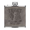 Beware Crazy Mac and Cheese Lady 6oz PU Leather Hip Flask Grey Luxe