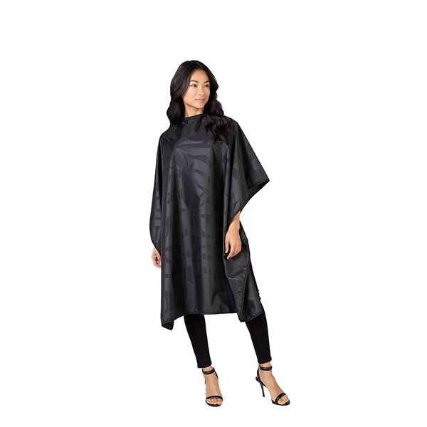 Betty Dain Bleach-proof All Purpose Styling Cape, Material Defends Against Bleach Stains, Color Proof, Chemical Proof, Waterproof, Lightweight Embossed Nylon, Black