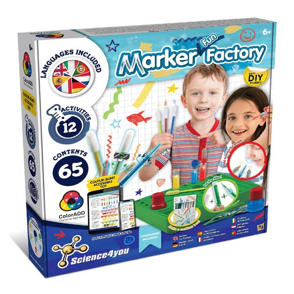 Science4you Marker Factory for Kids - Make Your Own Washable Markers for Kids, 12 Activities + 65 Contents, Stem Toys and Games, Arts and Crafts for Kids Age 6+, Gifts for 6+ Year Old Boys and Girls