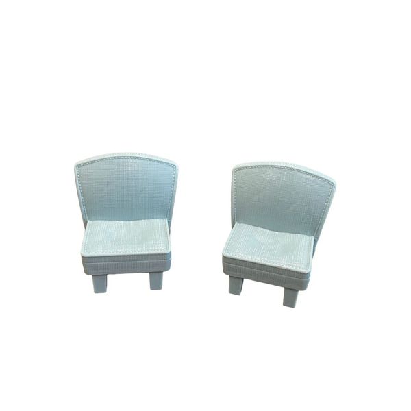 Fisher Price Loving Family 2006 Dollhouse Pair of Blue Chairs Large Arm Chairs