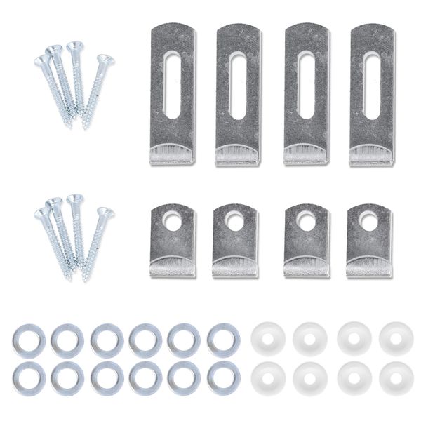 White Hinge 8 Bracket Mirror/Picture Hanging Kit, Includes Fixing Screws, Clips & Washers