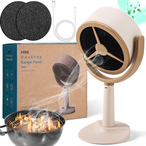 Mity Rain Portable Range Hood for Cooking, Rechargeable Kitchen Exhaust Fan, 125° Adjustable Rotation, Low Noise, Reusable Carbon Filter for Smoke Removal in Kitchens, BBQs, Hot Pots, RVs & Apartments