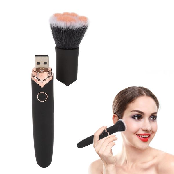 Blush Foundation Makeup Brush, Makeup Brushes Foundation Brush Concealer Brush, Loose Powder Brush 10 Gears Electric Vibrating Massage Brush Black