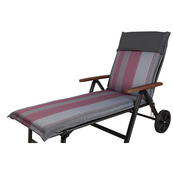 Sun Garden Auflage Rollliege Georgia 90821-320 aubergine-grau gestreift 190x62x8 cm, mit Reißverschluss