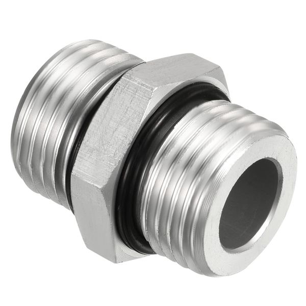 PATIKIL G1/2 x G1/2 Male Threaded Pipe Adapter Fitting Hex Nipple Fitting for Water Tank Silver Tone