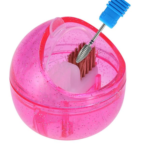 Nail Art Drill Bit Cleaning Brush Box Mini Nail Art Drill Head Brush Portable Cleaner Metal Brush & Plastic Brush Polishing Manicure Tool