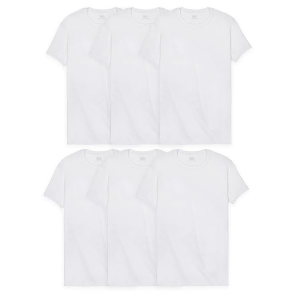 Fruit of the Loom Men's Eversoft Stay Tucked Crew T-Shirt, Regular-6 Pack White-Cotton Mesh Coolzone Underarm, x_l