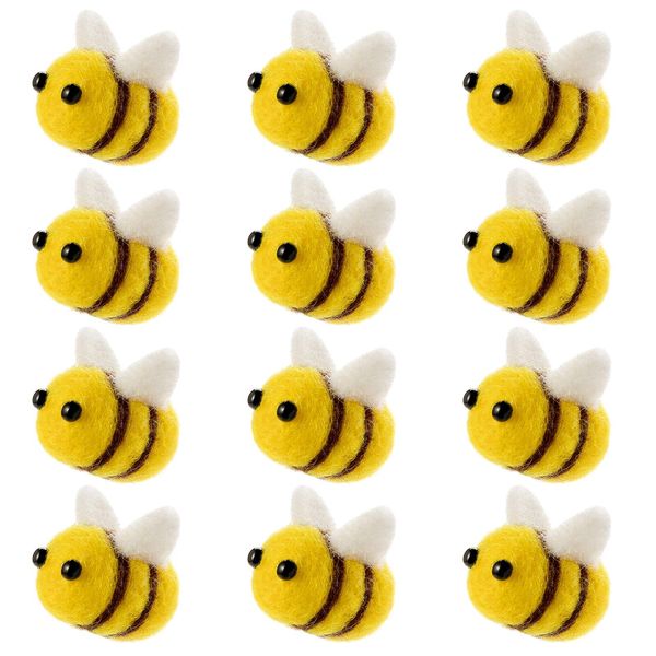 CINPIUK 12 Set Felt Bees for Crafts, Wool Felt Bumble Bee Plush for Tiered Tray Decoration Party Favors DIY Craft Jewelry Accessory