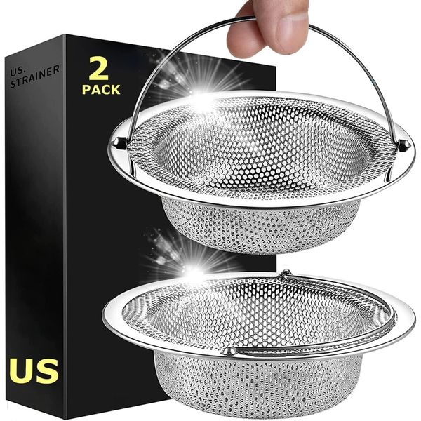 2-Pack Sink Drain Strainer, Germany Stainless Steel Kitchen Sink Strainer,4.5 in