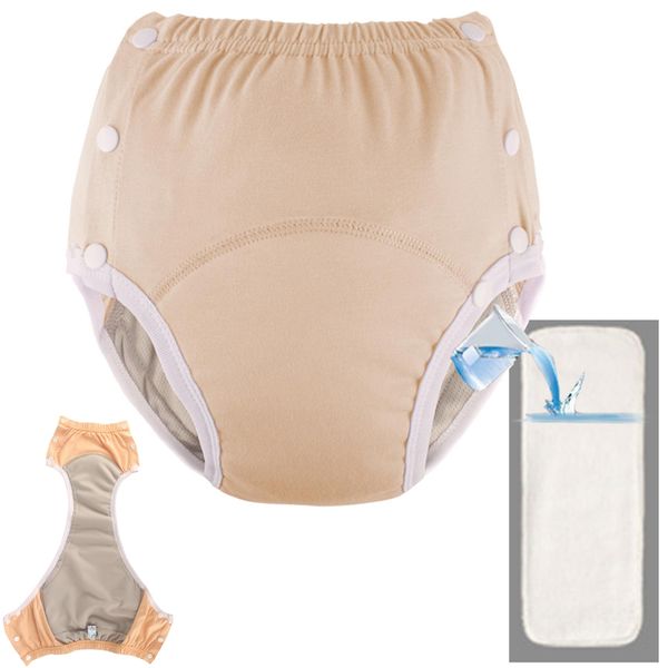 KUMUROETA Diaper Cover Adult Incontinence Pants Nursing Diaper Cover Leak Proof Adjustable Quick Dry Breathable Reusable Easy to Put On and Take Off Pants Diaper Cover for Men Women Elderly Orange XL