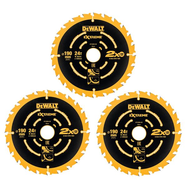 DEWALT DT10399-QZ Circular saw blades 3-piece pack 190 x 30