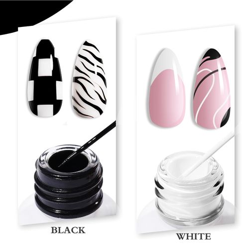 KANORINE Gel Polish Liner white Nail Art Gel Liner 8ml,french tip gel polish, White Colors Gel Art Paint for Nails Built Thin Nail Art Brush in Gel Pens Soak Off Nails Art 1x 8ml