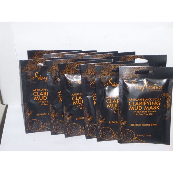 (11 Masks) Shea Moisture African Black Soap Clarifying Mud Mask -  .05 oz Each