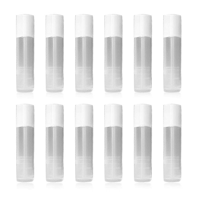 Lip Balm Empty Container Tubes 3/16 Oz (5.5ml) Pack of 12 Natural Translucent Color