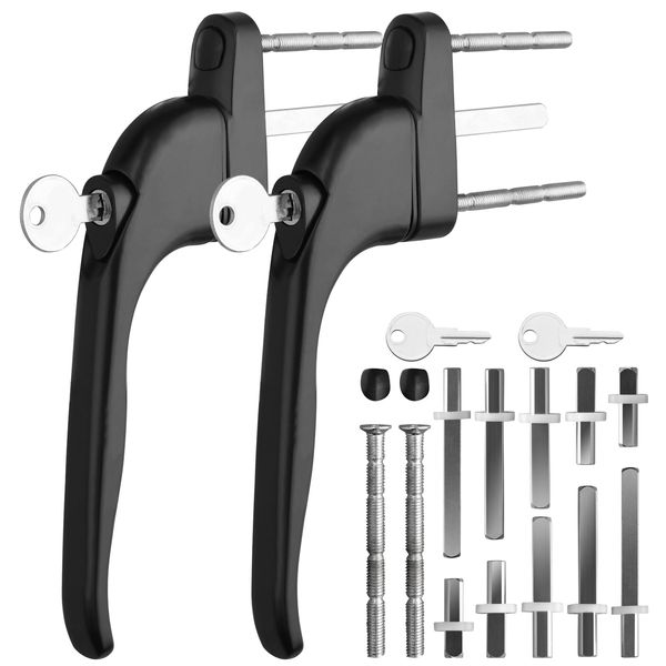 Neoteck 2PCS Inline Window Handle Universal Espag Key Locking Lockable Double Glazing Suitable for All Common Windows and Balcony Doors