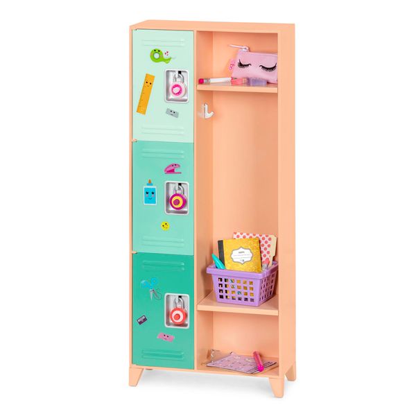 Our Generation – Puppenzubehör (46 cm) – Schulspind – Klassenzimmerzubehör – Fantasiespiel – Spielzeug für Kinder ab 3 Jahren – Klassenzimmer Cool Locker Set