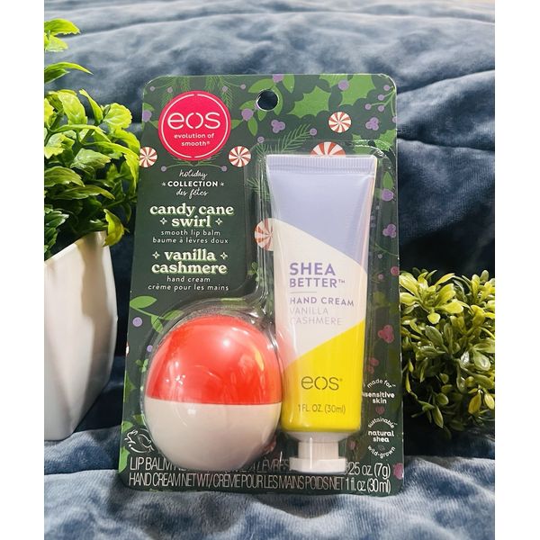 EOS Holiday Collection Hand Cream & Lip Balm Set | Candy Cane + Vanilla