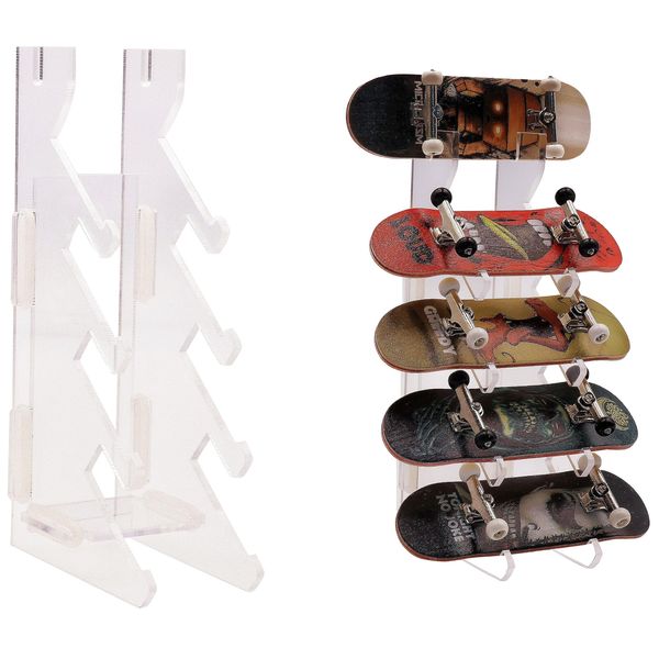 RACOFSB Fingerboard Display Rack,Pro Finger Skateboard Storage Stand,Transparent Acrylic Finger Board Racks