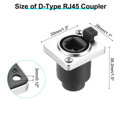 MECCANIXITY D Type RJ45 Coupler, Panel Mount Connector IP65 Waterproof RJ45 Socket Female to Female LAN Network Bulkhead Pass Through Socket for CAT6/CAT5E/CAT5, Pack of 10