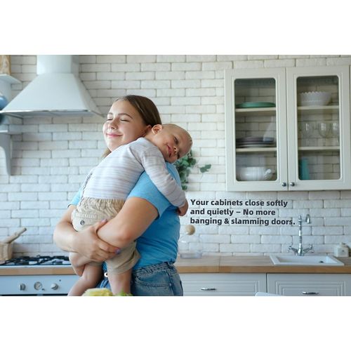 DecoBasics Full Overlay European Soft Close Cabinet Hinges for Kitchen Cabinets (6 Pcs) -105° Frameless Concealed Cabinet Door Hinge -4 Way Adjustability & Clip on Plate for Easy Installation